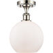 Ballston Athens 1 Light 8 inch Polished Nickel Semi-Flush Mount Ceiling Light in Matte White Glass, Ballston
