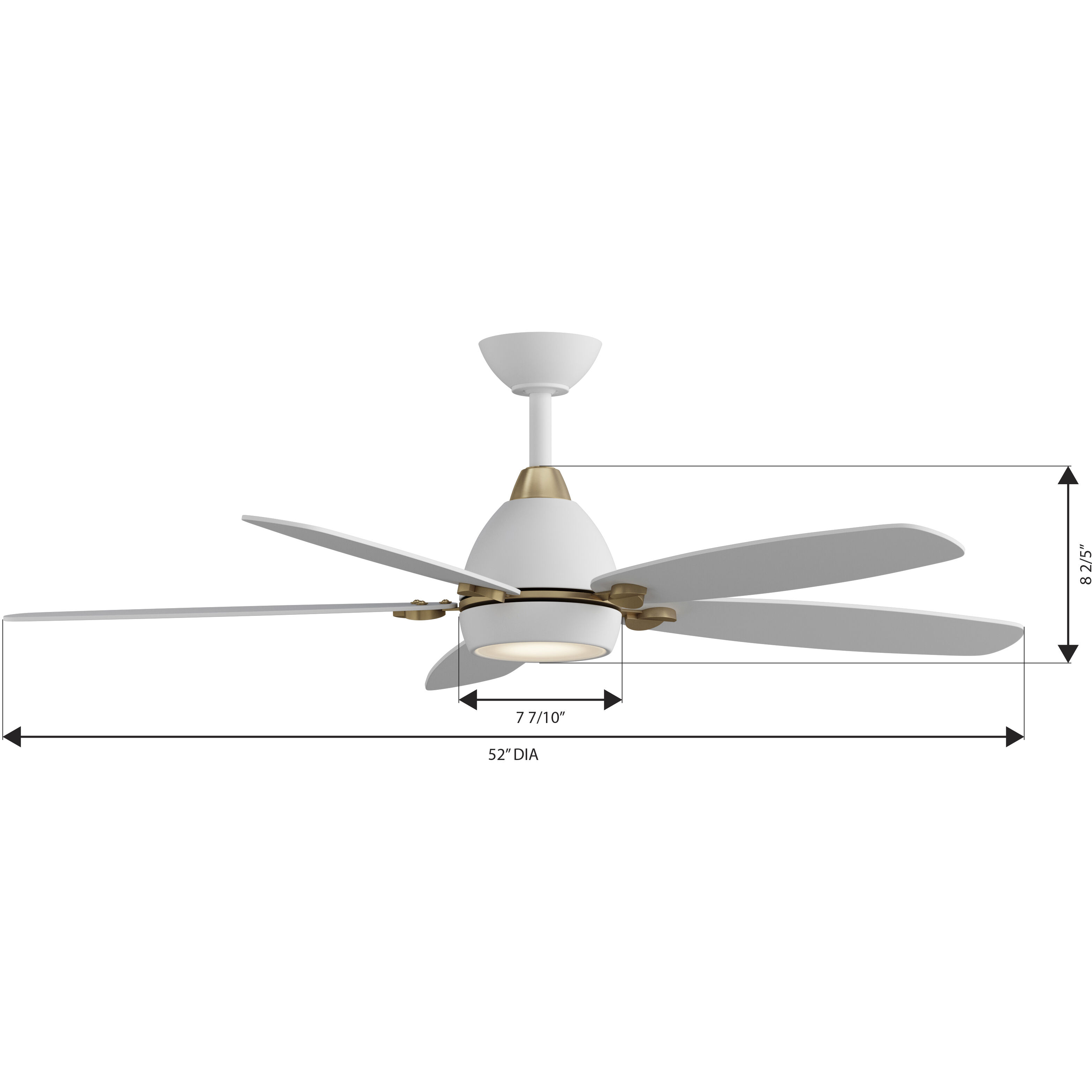 Soreno 52 inch Alabaster White/Brushed Brass with Alabaster White Blades Ceiling Fan