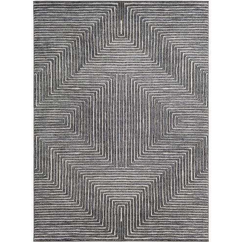 Nepali 114.17 X 78.74 inch Slate/Gray/Cream/Black Machine Woven Rug in 7 x 9, Rectangle