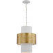 Julie Neill Chalmette LED 16 inch Plaster White and Gild Layered Pendant Ceiling Light