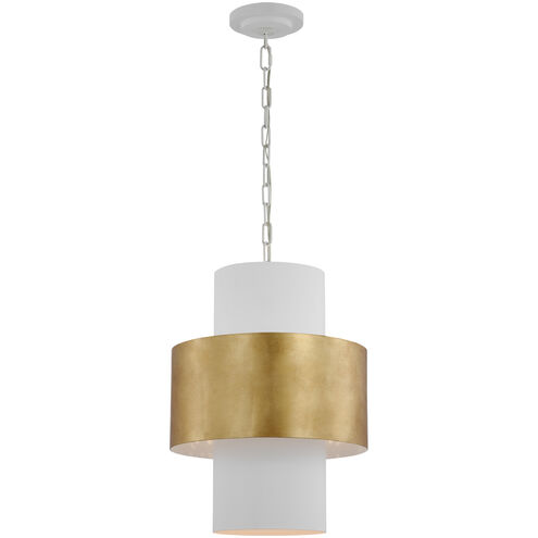 Julie Neill Chalmette LED 16 inch Plaster White and Gild Layered Pendant Ceiling Light