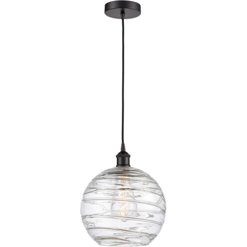 Edison Athens Deco Swirl LED 10 inch Matte Black Mini Pendant Ceiling Light