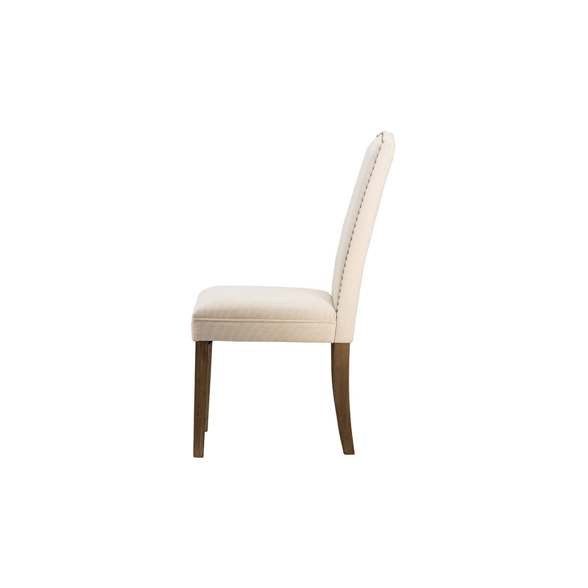 Upholstered Natural/Antique Brass Dining Chair in Beige