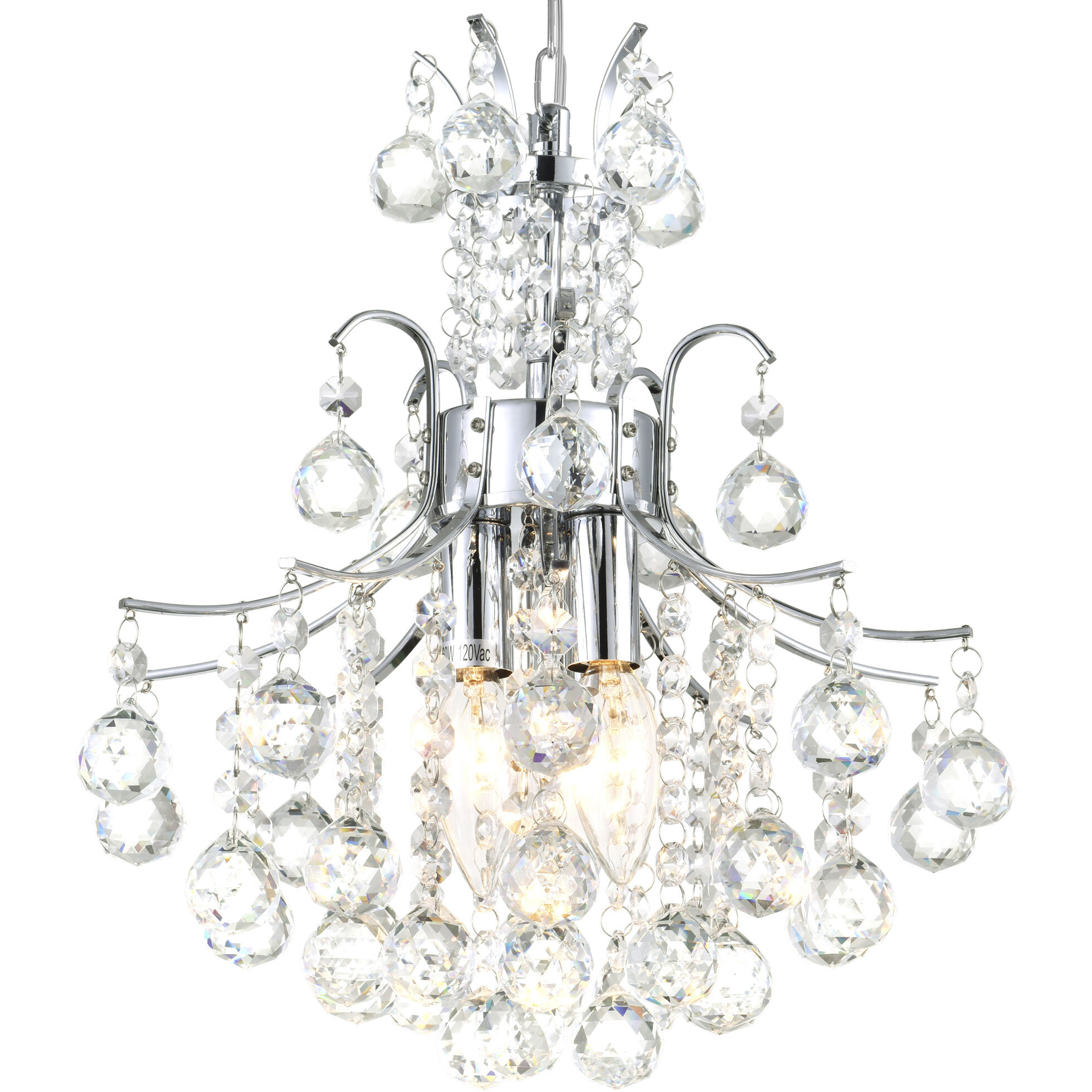 Princess 3 Light 12 inch Chrome Mini Chandelier Ceiling Light