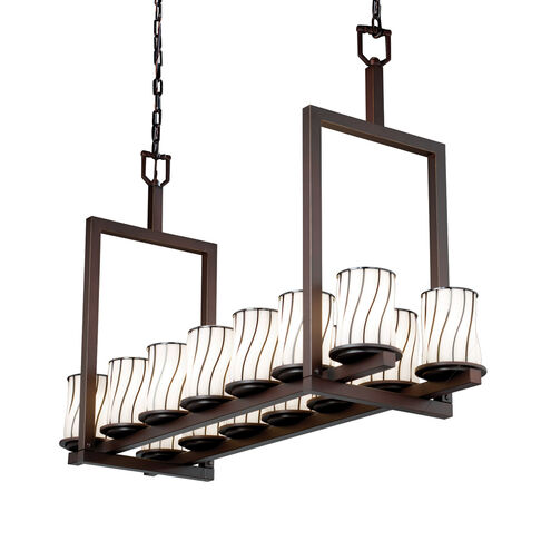 Wire Glass 14 Light 13 inch Matte Black Chandelier Ceiling Light in Grid with Clear Bubbles, 9800 Lm LED