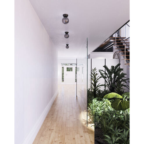 Arcadia 1 Light 7.88 inch Black Semi-Flush Mount Ceiling Light in Smoked Glass