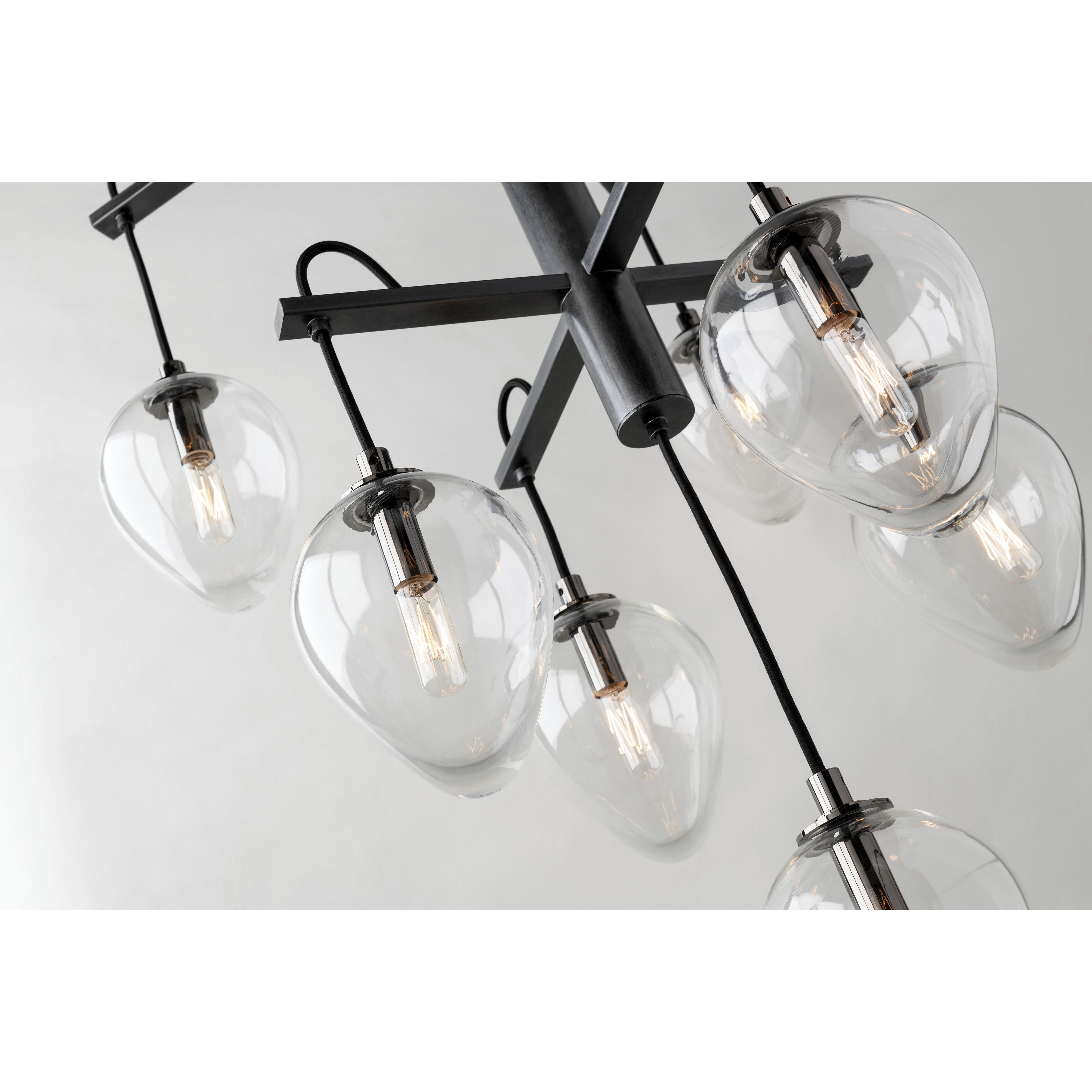 Brixton 9 Light 30.25 inch Gun Metal With Smoked Chrome Chandelier Ceiling Light