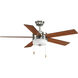 Provance 52 inch Brushed Nickel with Medium Cherry/American Walnut Blades Ceiling Fan, Progress LED