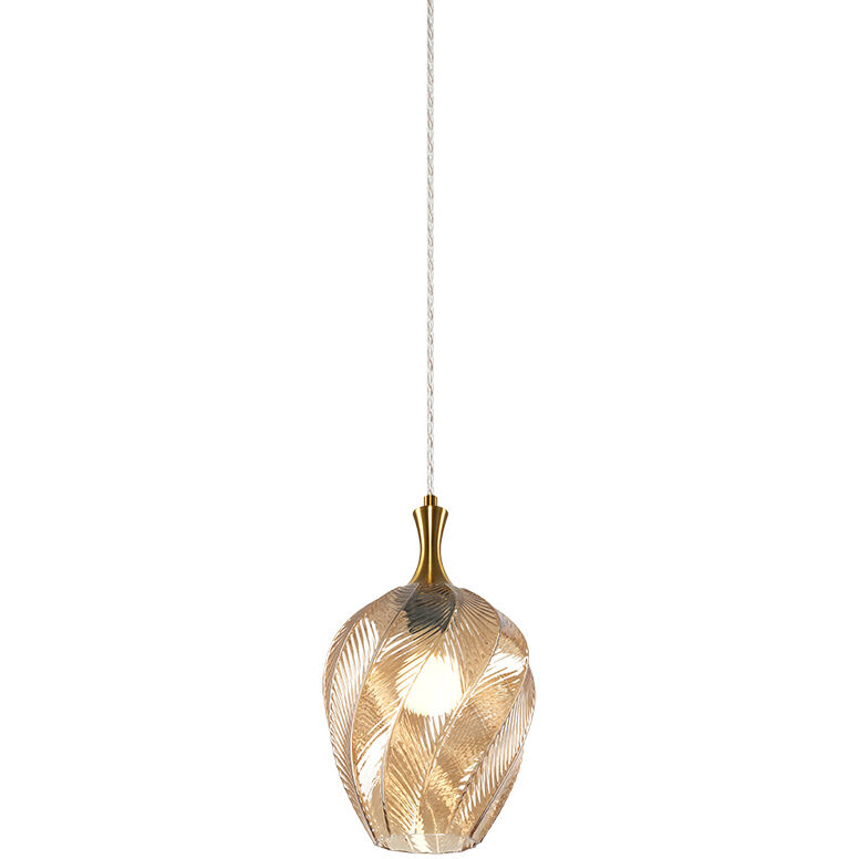 Eesha 1 Light 7.88 inch Aged Gold Brass and Amber Glass Pendant Ceiling Light