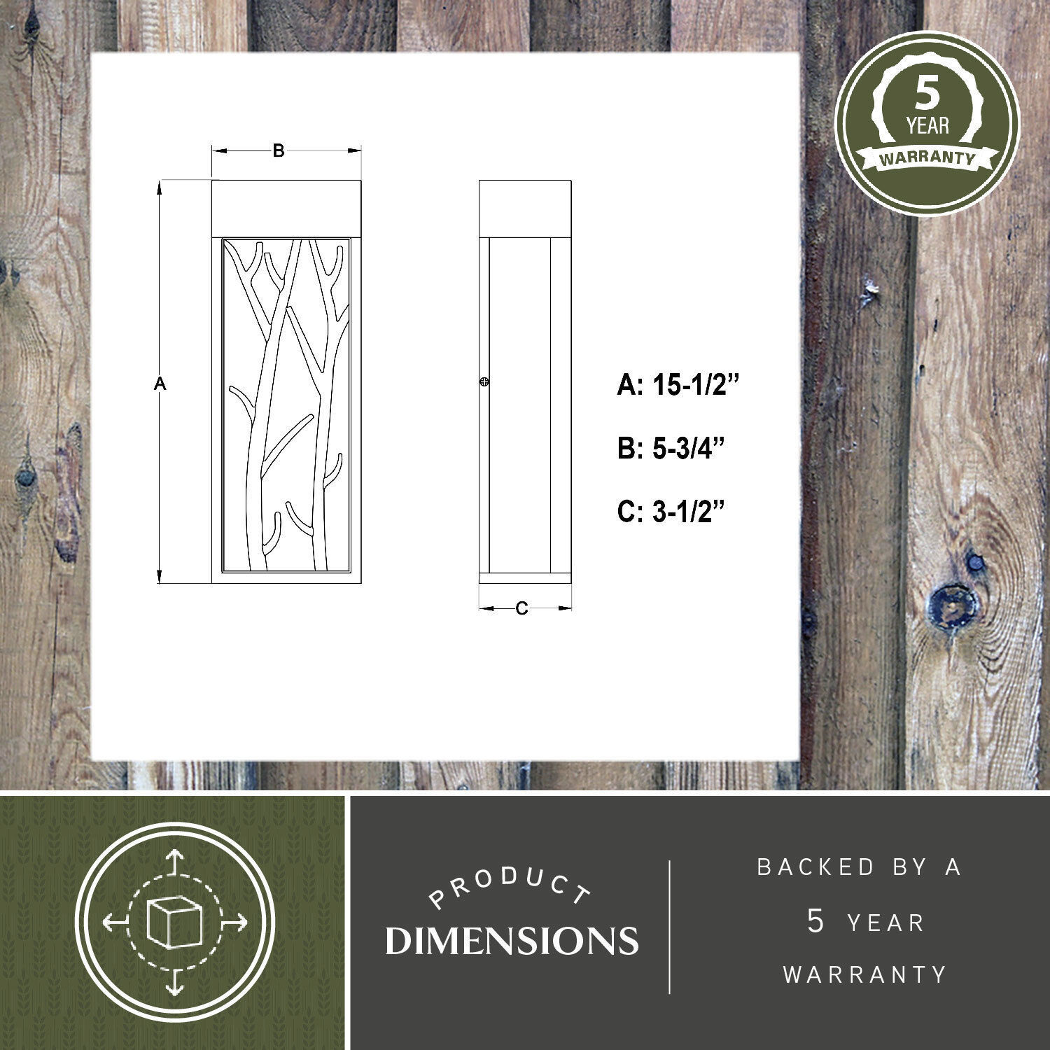 Ocala LED 15.5 inch Textured Black and Poplar Outdoor Wall