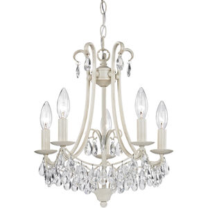 Mini Victorian 5 Light 14 inch Antique Cream with Clear Chandelier Ceiling Light