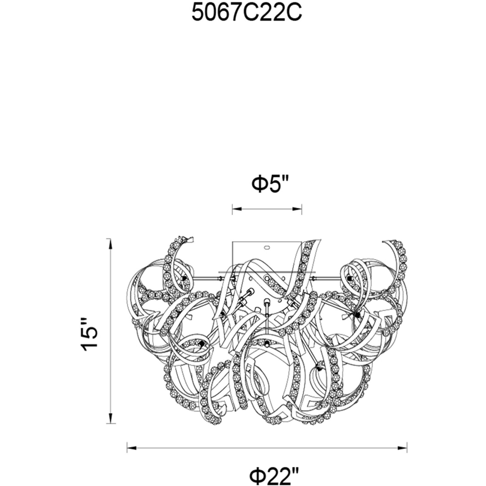 Swivel 13 Light 22 inch Chrome Flush Mount Ceiling Light