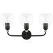 Downtown 3 Light 24 inch Black with Brushed Nickel Accents Vanity Sconce Wall Light, Sphere