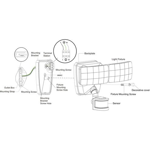 Zeta LED 8 inch White Outdoor Security
