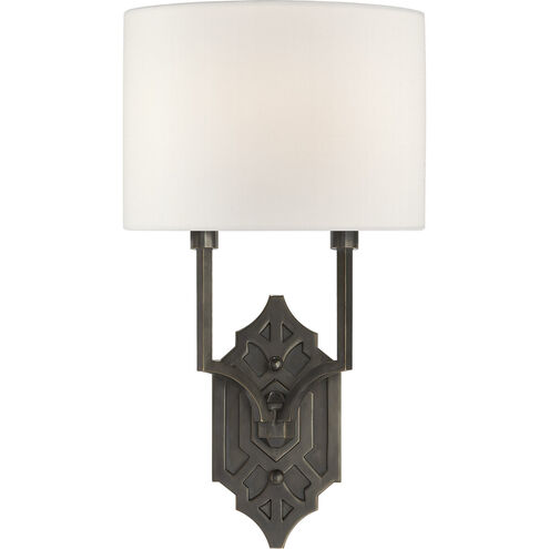 Thomas O'Brien Silhouette 2 Light 8.75 inch Bronze Fretwork Sconce Wall Light in Linen