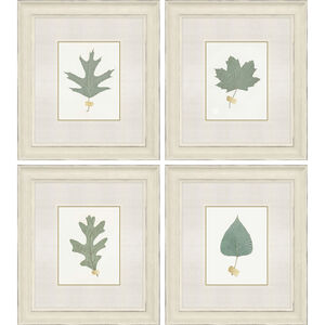 Leaf Adorned Green and Beige and Metallic and Neutral Framed Art