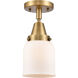 Franklin Restoration Small Bell LED 5 inch Brushed Brass Flush Mount Ceiling Light in Matte White Glass