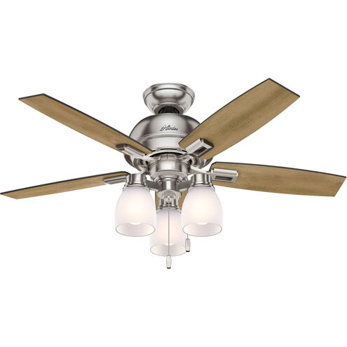 Donegan 44 inch Brushed Nickel with Distressed Oak/Dark Walnut Blades Ceiling Fan