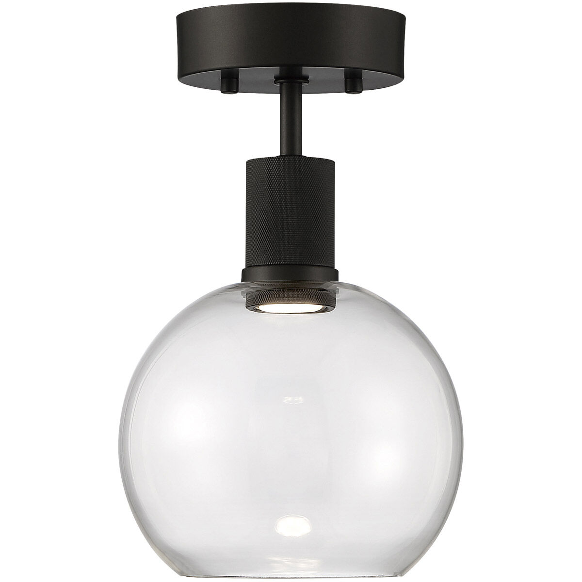 Port Nine LED 8 inch Matte Black Semi-Flush Ceiling Light in Clear