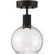 Port Nine LED 8 inch Matte Black Semi-Flush Ceiling Light in Clear