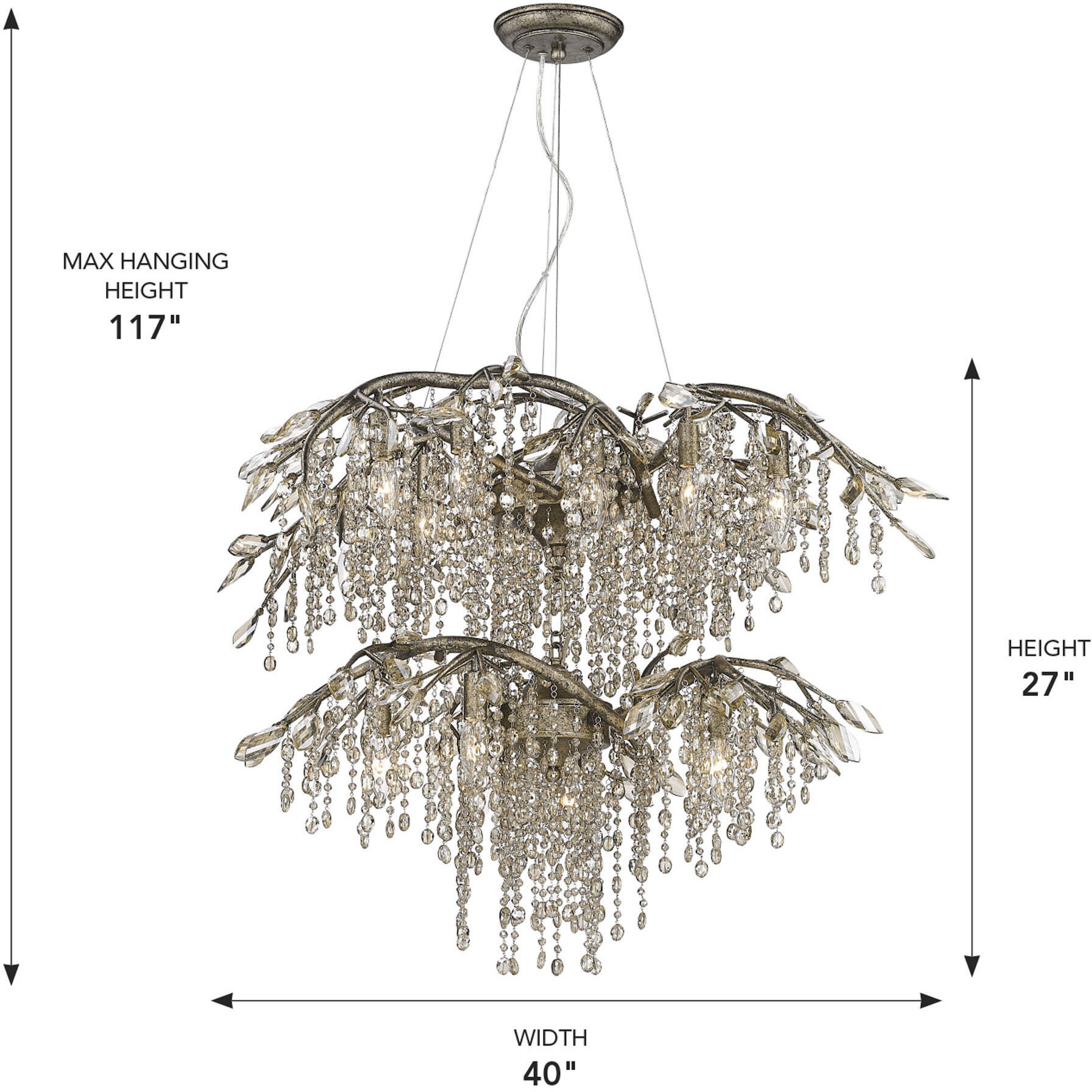 Autumn Twilight 18 Light 40 inch Mystic Gold Chandelier Ceiling Light, Large