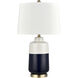 Shotton 27 inch 150.00 watt Navy with White and Antique Brass Table Lamp Portable Light