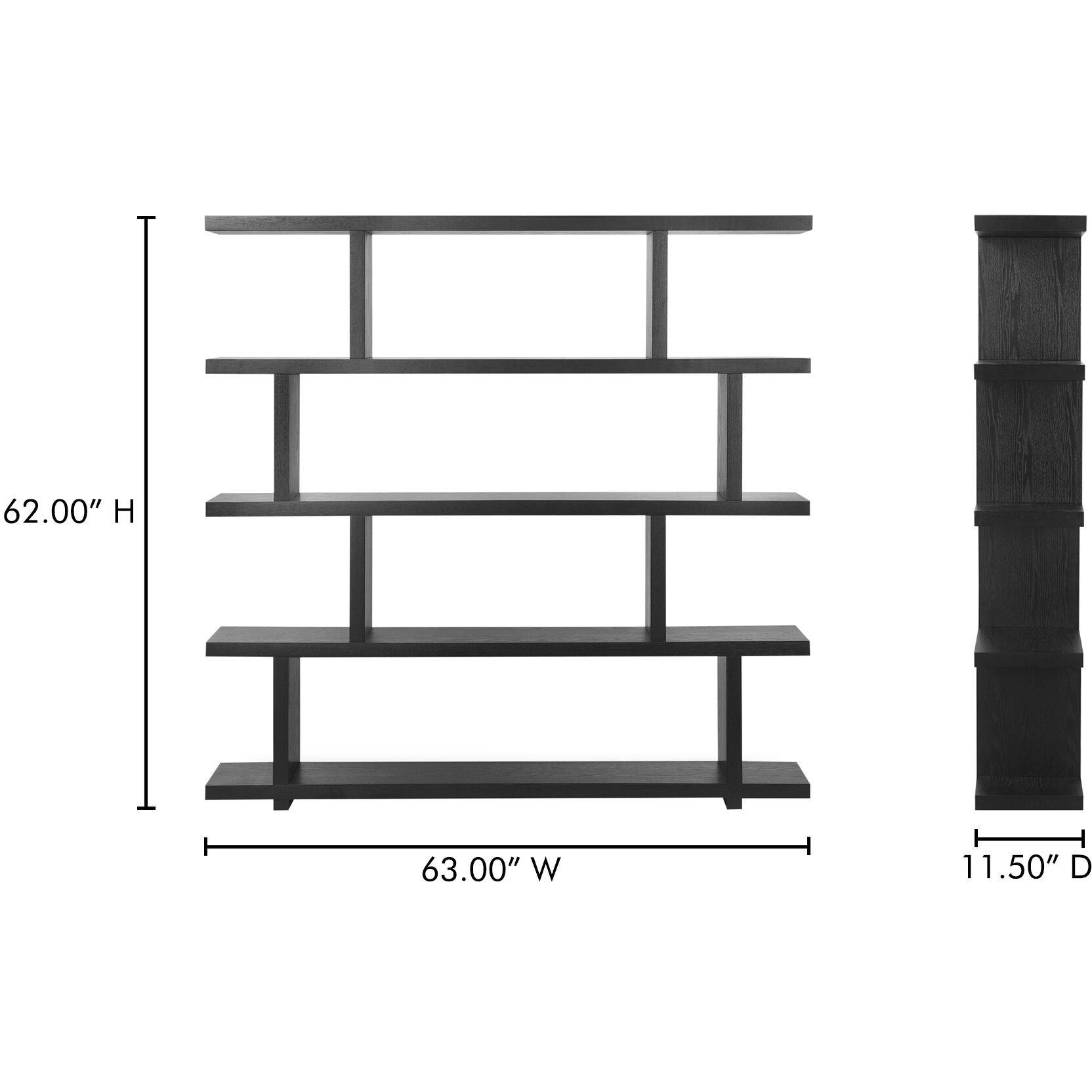 Miri 63 X 62 X 11.5 inch Black Shelf, Large