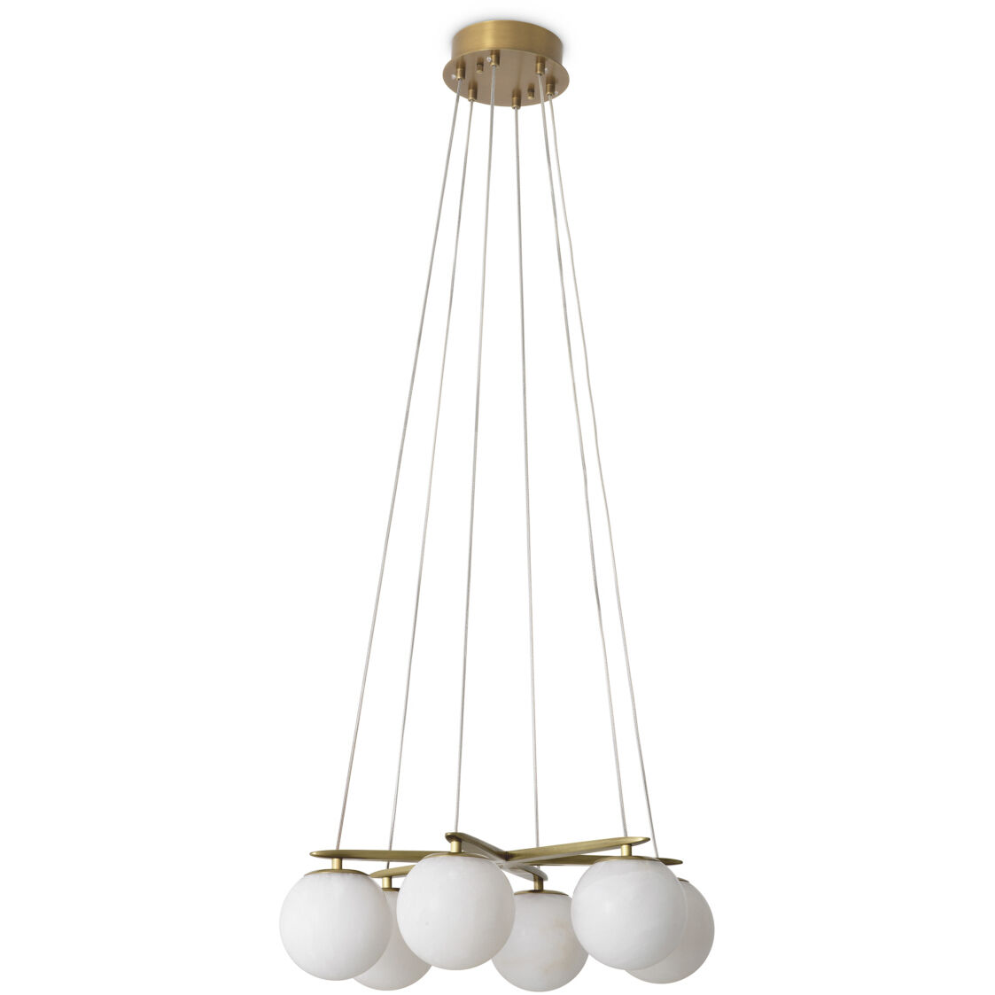 Morro 6 Light 23.62 inch Antique Brass with Alabaster Chandelier Ceiling Light