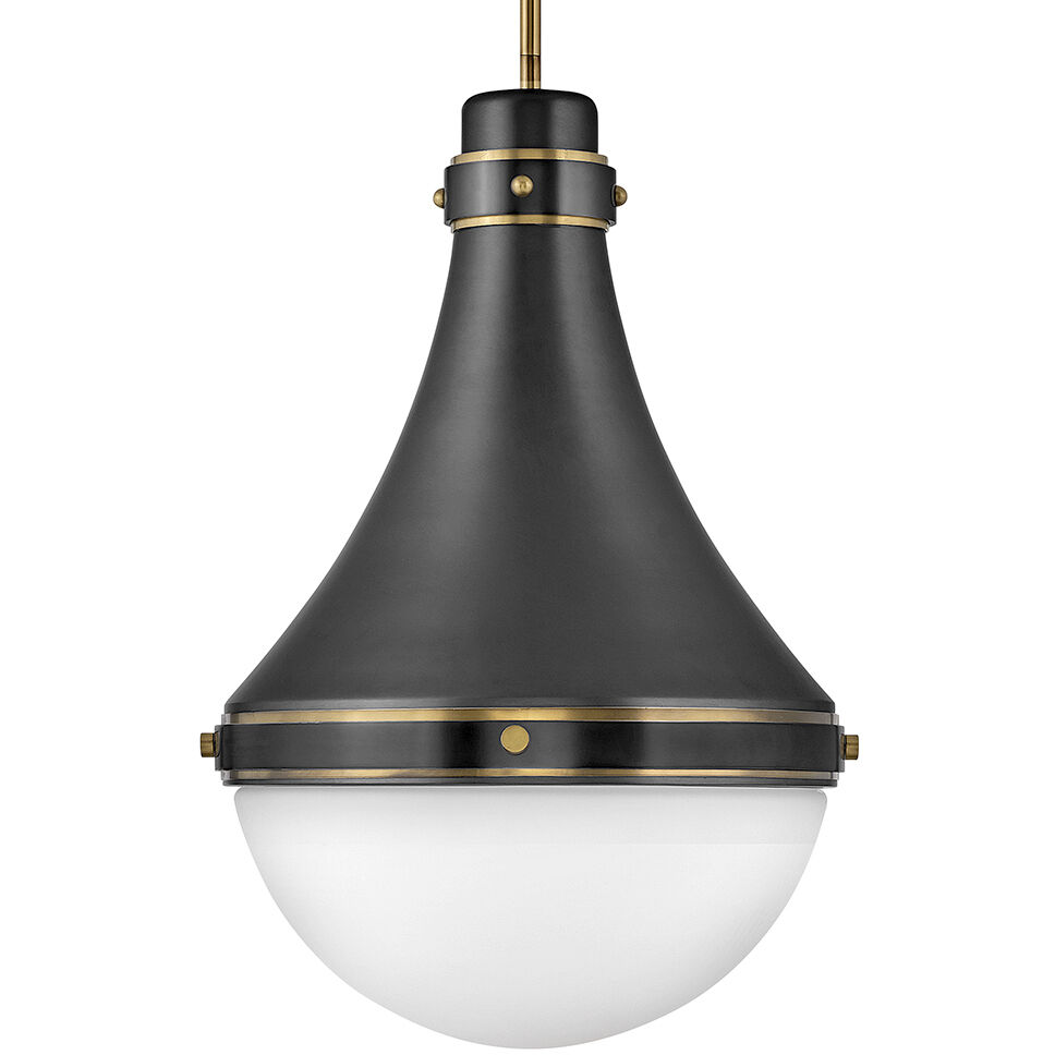 Oliver 1 Light 14.25 inch Black with Heritage Brass Indoor Pendant Ceiling Light