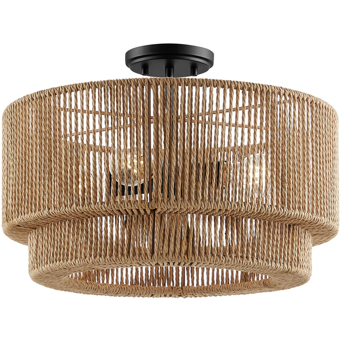 Eco Collection - Milos Family 4 Light 18 inch Matte Black Semi-Flush Ceiling Light in 18" D x 18" W x 11" H, EVOLV