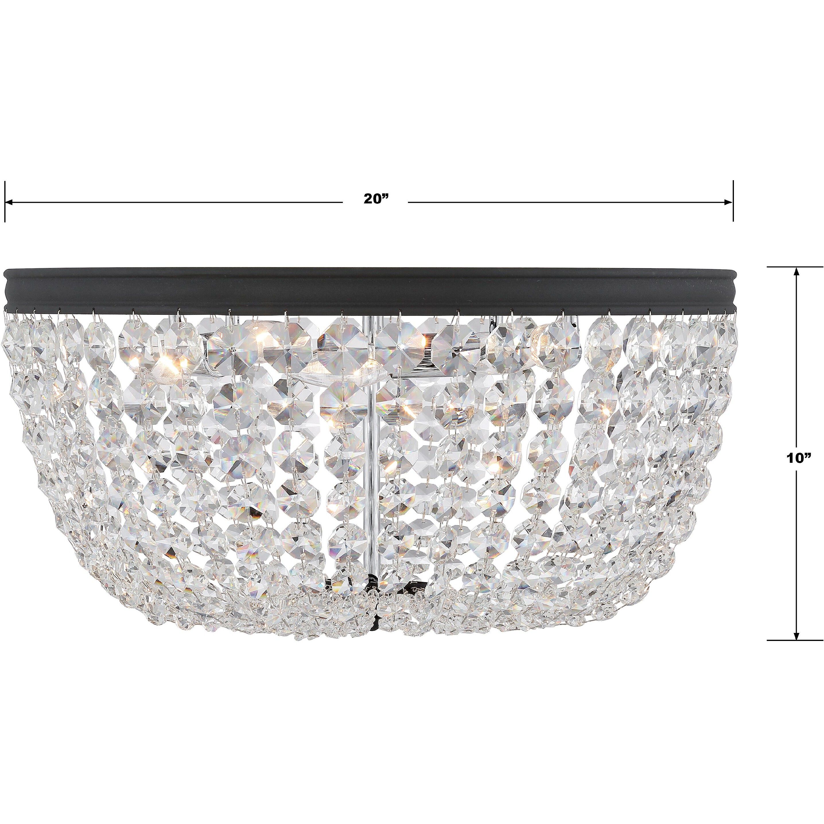 Nola 5 Light 20 inch Black Forged Flush Ceiling Light