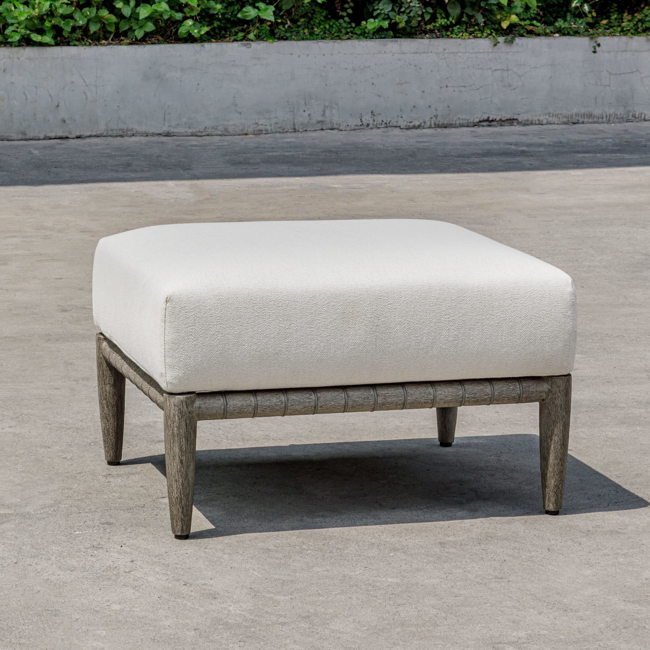 Borneo 16.5 inch Dark Gray and Oyster White Outdoor Ottoman