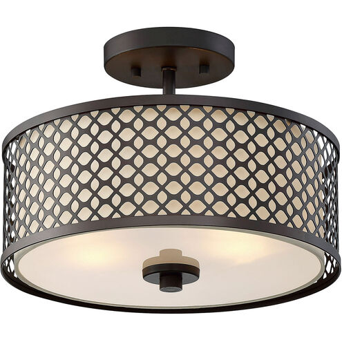 Modern 2 Light 13 inch Oil Rubbed Bronze Semi-Flush Ceiling Light