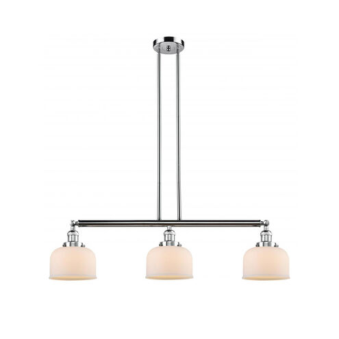 Franklin Restoration Large Bell 3 Light 41 inch Polished Chrome Island Light Ceiling Light in Matte White Glass, Franklin Restoration