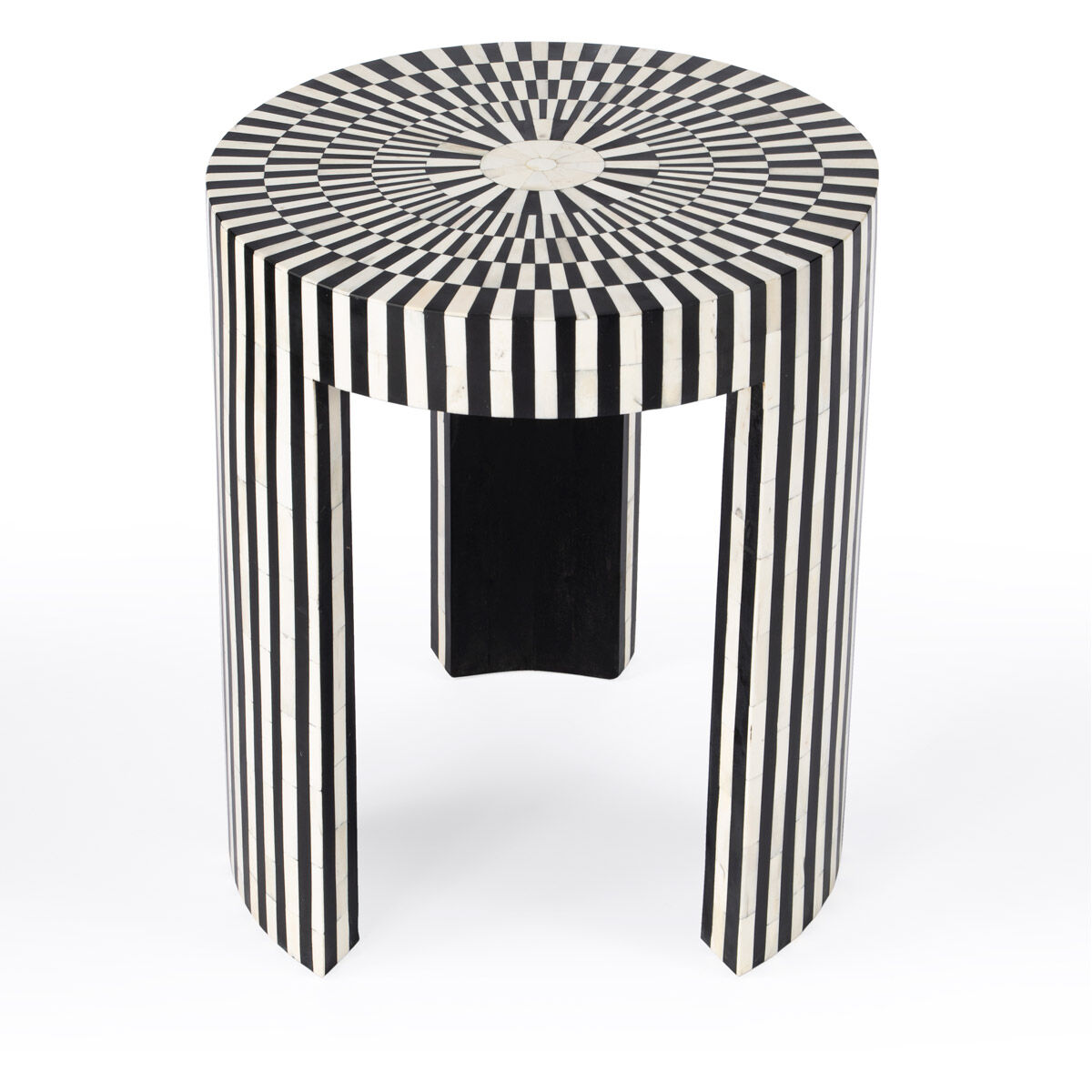 Rimma Bone Inlay Side Table in Black and White