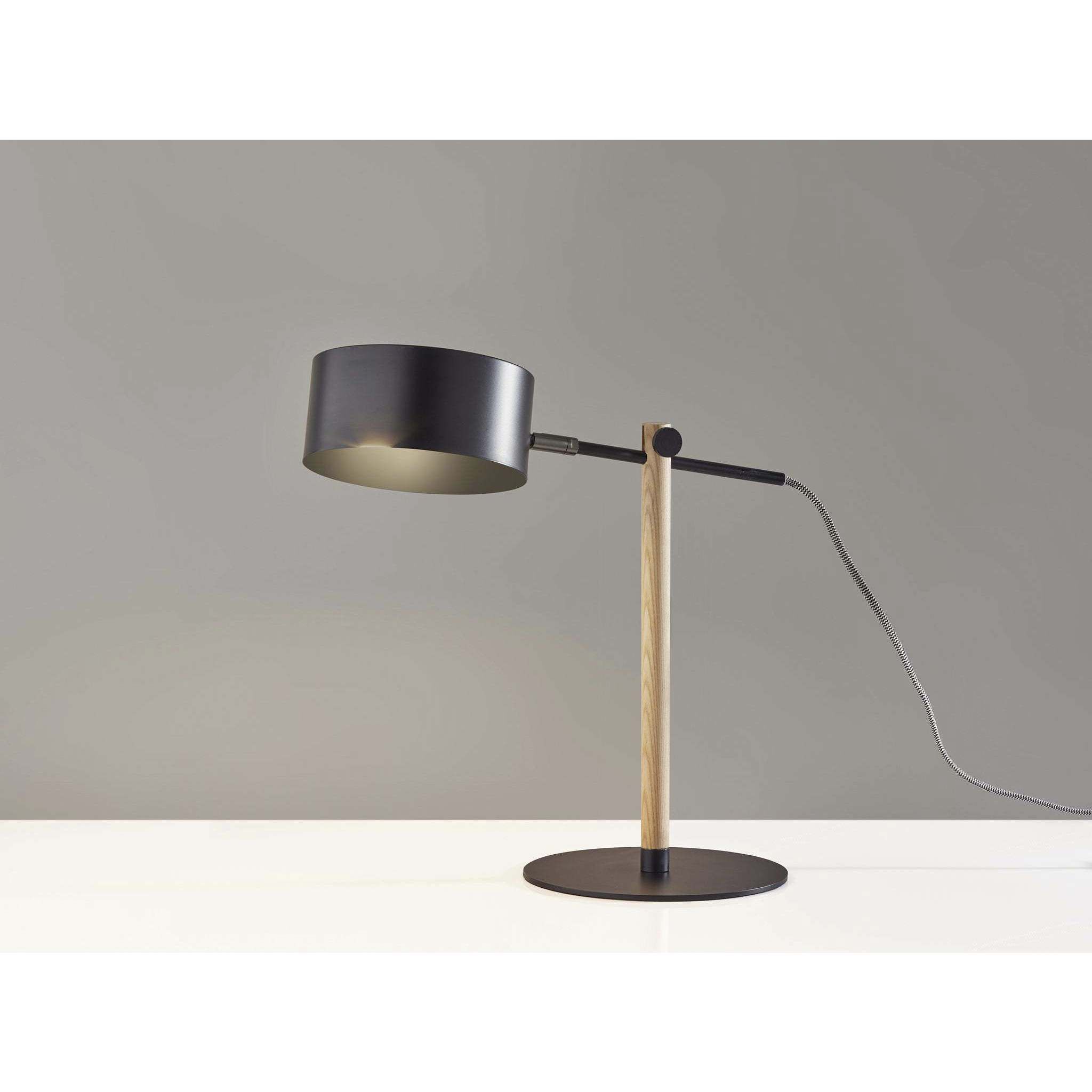 Dylan 19 inch 100 watt Natural Wood / Black Metal Desk Lamp Portable Light