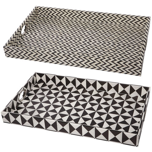 Hanley Black/White Tray, Set of 2