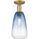 Brookhaven Almond 1 Light 6 inch Brushed Brass Semi-Flush Mount Ceiling Light in Sapphire Blue Glass