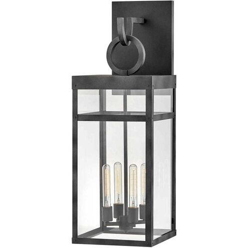 Estate Series Porter Outdoor Wall Mount Lantern in Aged Zinc, Non-LED, Open Air