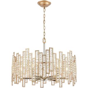 Equilibrium 6 Light 24 inch Matte Gold with Polished Chrome Chandelier Ceiling Light