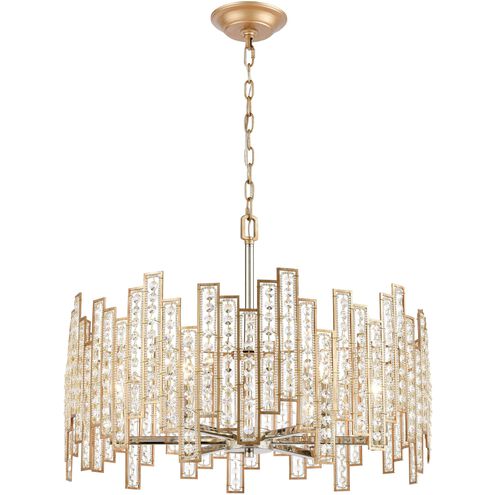 Equilibrium 6 Light 24 inch Matte Gold with Polished Chrome Chandelier Ceiling Light