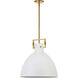 Liberty 1 Light 19.75 inch Matte White with Aged Brass Pendant Ceiling Light in Matte White/Aged Brass