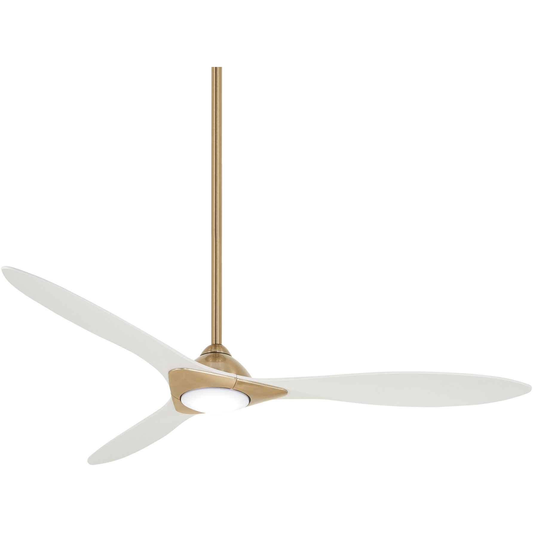 Sleek 60 inch Soft Brass/Flat White with Flat White Blades Ceiling Fan