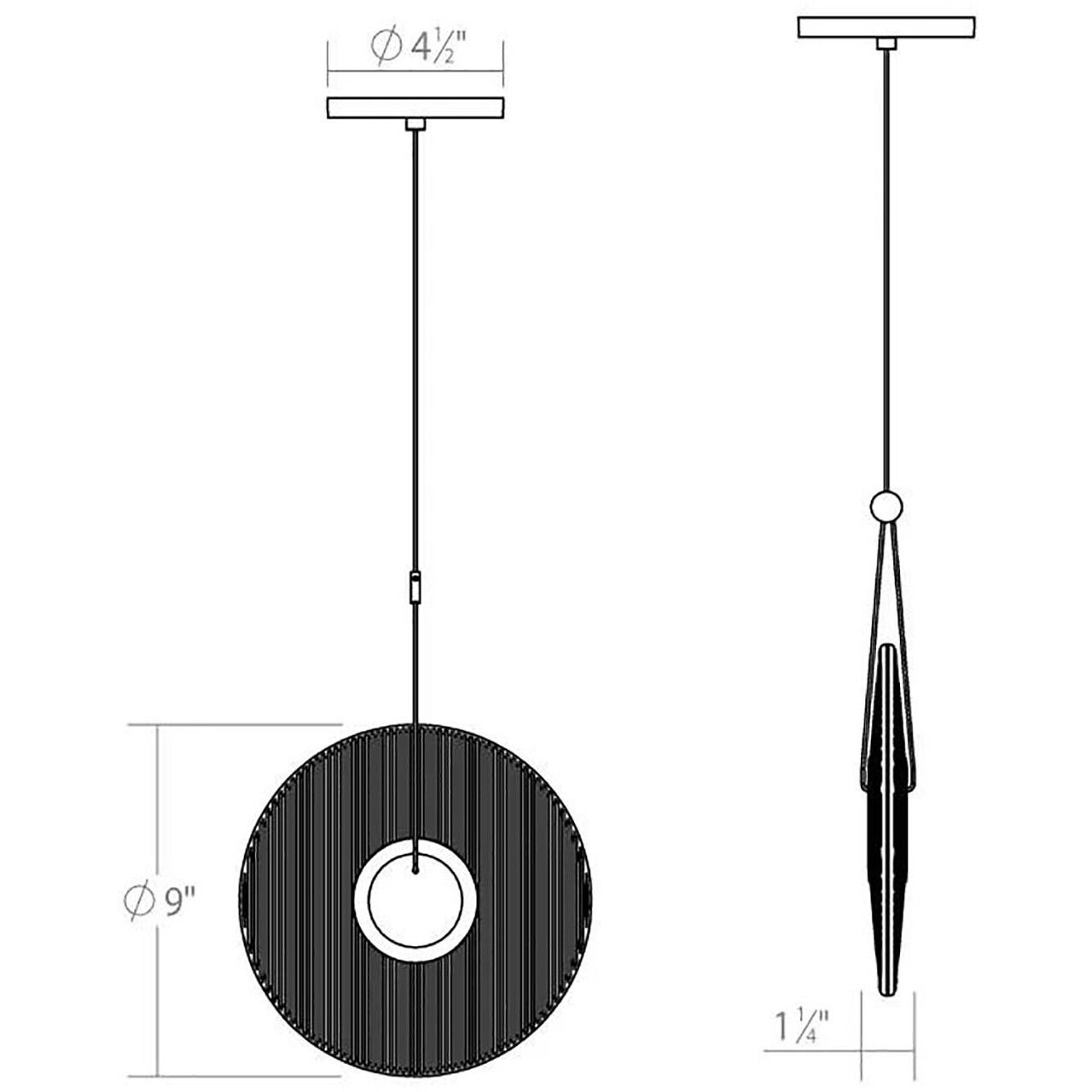 Meclisse LED 9 inch Satin Black Pendant Ceiling Light