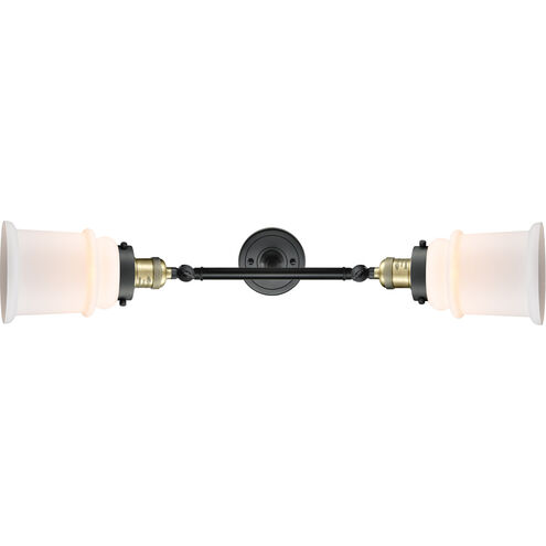 Franklin Restoration Canton 2 Light 17 inch Black Antique Brass Bath Vanity Light Wall Light in Matte White Glass, Franklin Restoration