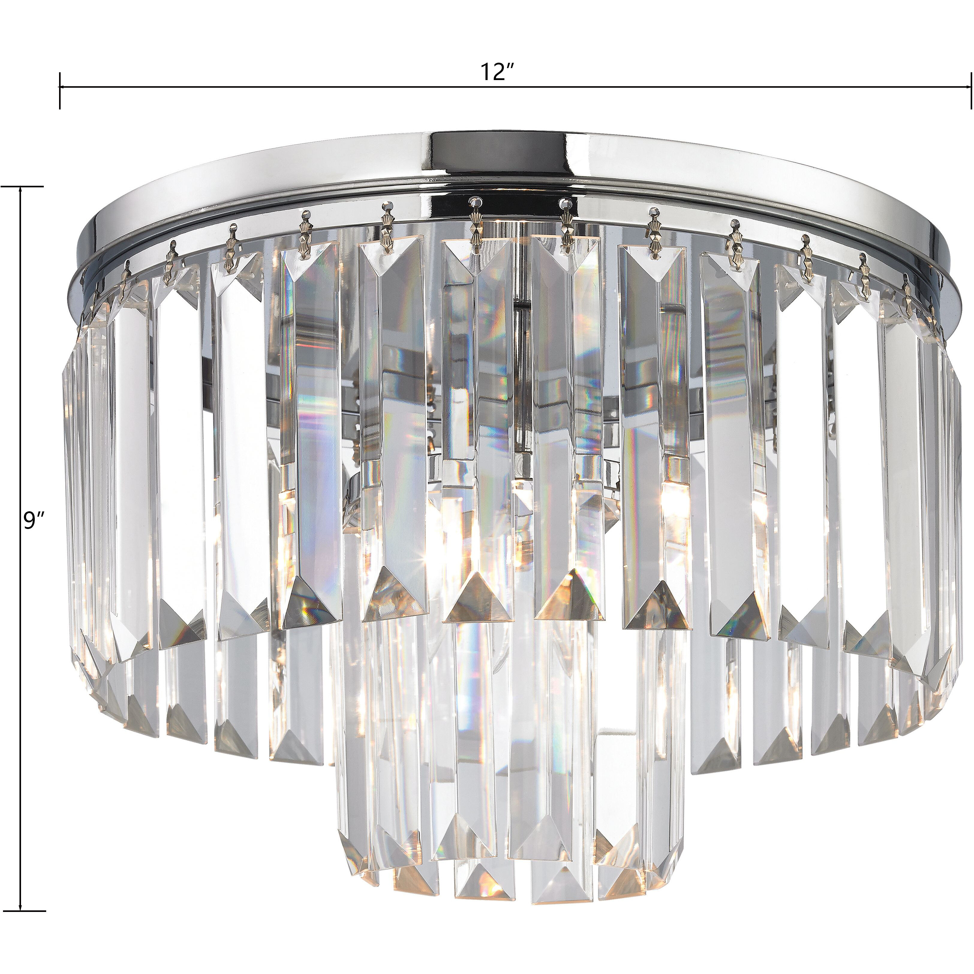 Palacial 1 Light 12 inch Polished Chrome Semi Flush Mount Ceiling Light