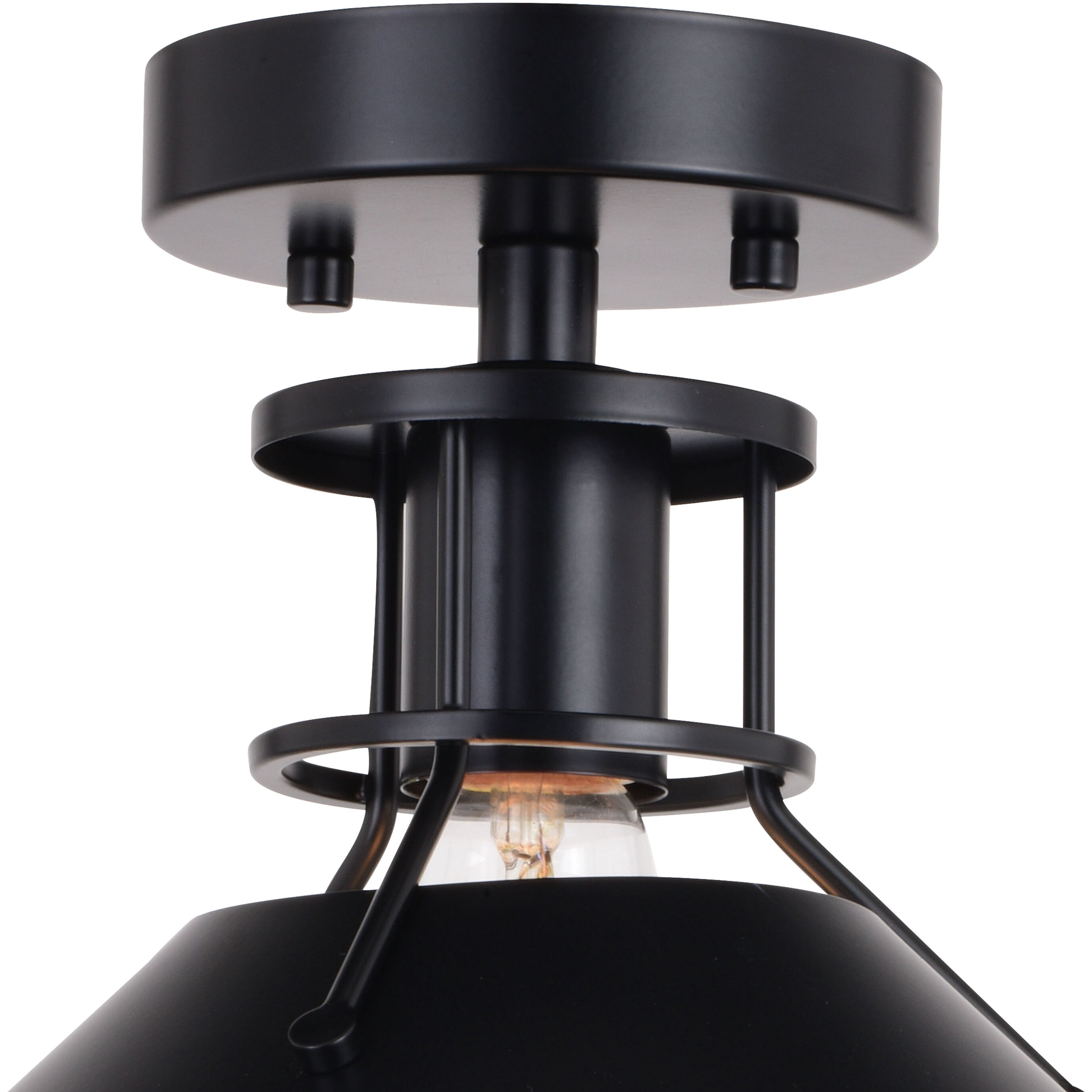 Canton LED 11.5 inch Black and Matte White Semi-Flush Mount Ceiling Light