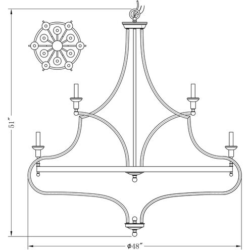 Shields 12 Light 48 inch English Bronze Chandelier Ceiling Light