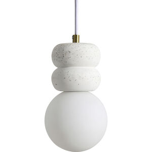 Candra LED 4.75 inch Off-White with Speckles and Antique Brushed Brass Pendant Ceiling Light