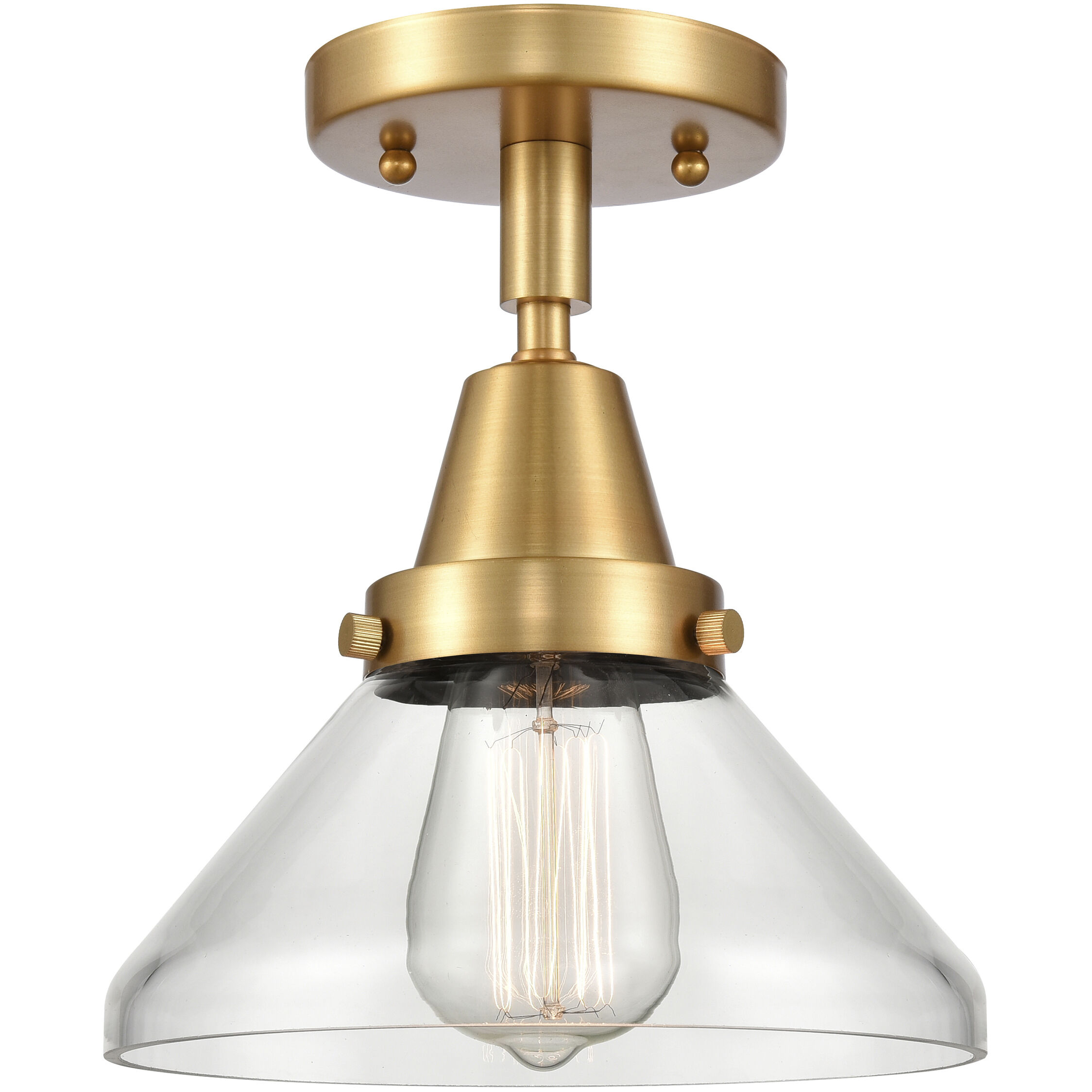 Franklin Restoration Caden 1 Light 8 inch Satin Gold Flush Mount Ceiling Light in Clear Glass